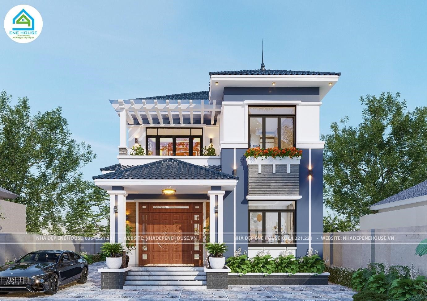 Mẫu nhà 2 tầng mái Nhật 4 phòng ngủ 80m2  Mẫu nhà đẹp ở Vĩnh Phúc